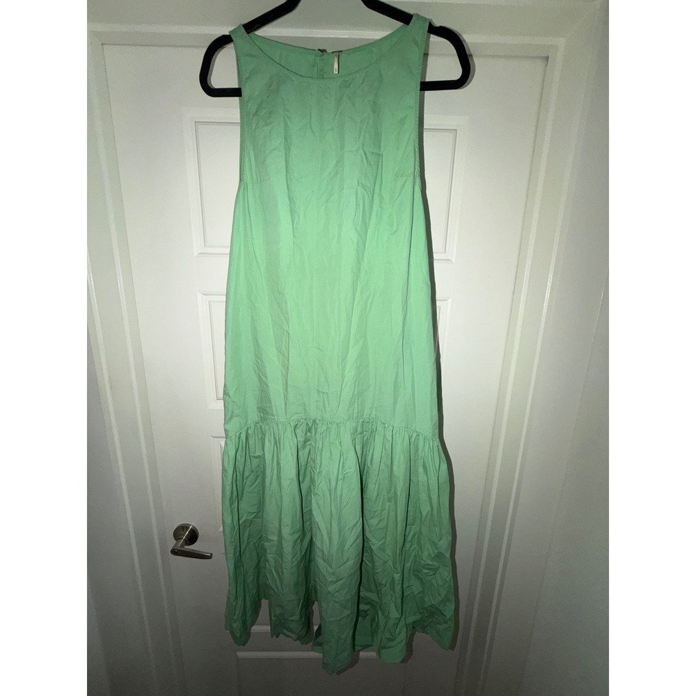 Free People Womens Green Cotton Sleeveless Tiered Drop Waist Midi Dress Sml 0532
